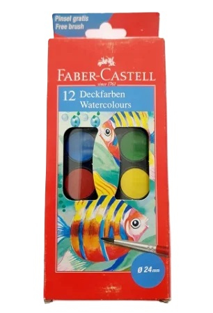 Acuarele si Guase - Acuarele 12 culori Faber 24 mm