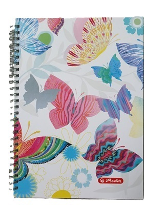 Caiete elegante si agende - Agenda nedatata 17x24 cm cu spira, motiv Fluturi, coperta tare, 192 pagini
