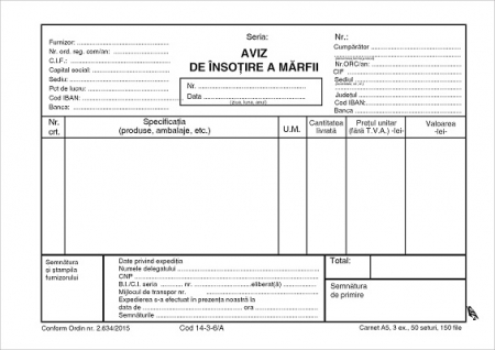 Formulare tipizate - Aviz de expeditie A5 AC LUX