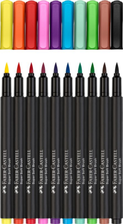 Scoala si gradinita - BRUSH PENS BLACK EDITION SET 10 CULORI FABER-CASTELL