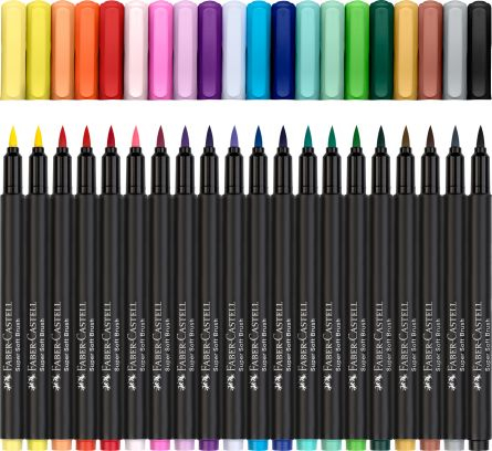 Scoala si gradinita - BRUSH PENS BLACK EDITION SET 20 CULORI FABER-CASTELL