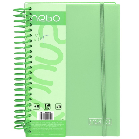 Caiet A5, 180 file, 70g, coperta plastic, cu elastic, 22x18x3.5 cm - NEBO [3]