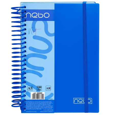 Caiet A5, 180 file, 70g, coperta plastic, cu elastic, 22x18x3.5 cm - NEBO [2]