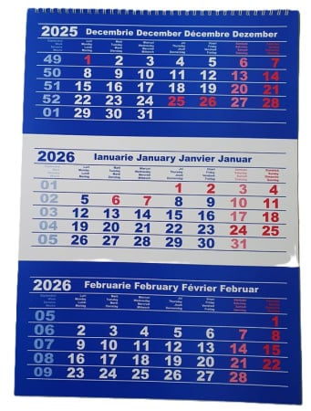 Calendare - Calendar Triptic de perete Albastru NV