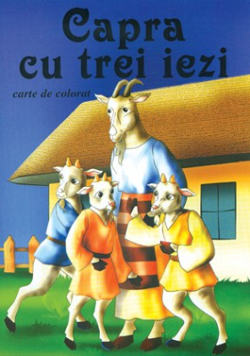Carti de colorat + poveste pentru copii - Capra cu trei iezi - Carte de colorat + poveste