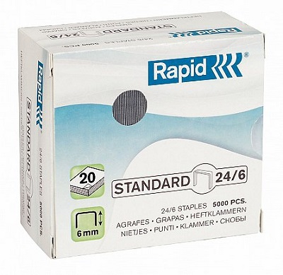 Capse, decapsatoare - Capse 24/6 Rapid STANDARD 5000 buc/cutie 20 coli