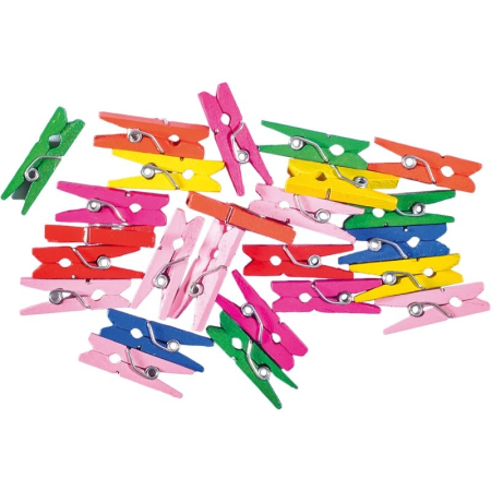 Accesorii lucru manual - CARLIGE LEMN 2,5cm color 25/set J137224