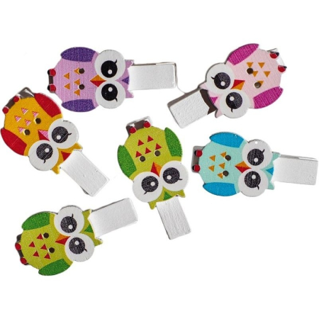 Scoala si gradinita - Carlige lemn 6 bufnite/set   J137222