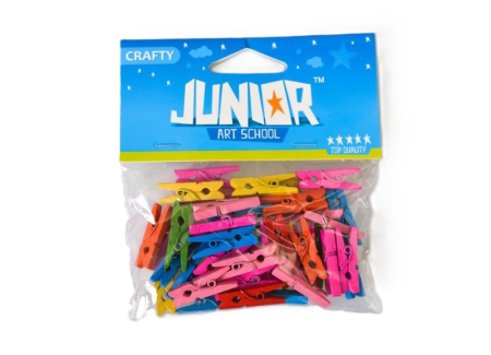 Accesorii lucru manual - CARLIGE LEMN colorate 2.5 cm 40/set J137220