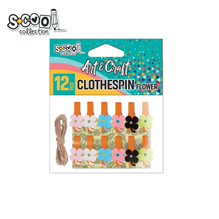 Hobby si creativitate - carlige lemn, floare, 12 buc/set - S-COOL