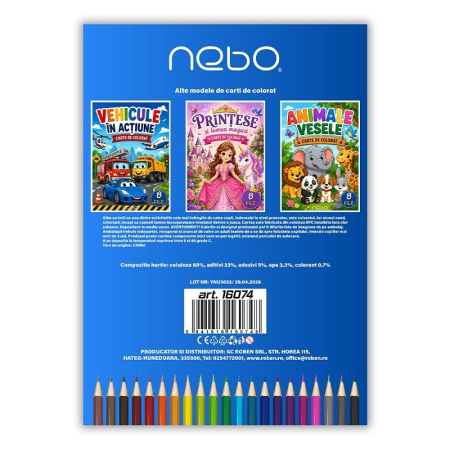 Carte de colorat A4, 8 file, Vehicule in actiune - NEBO [1]