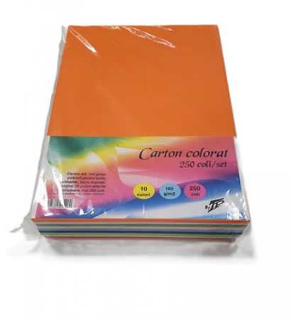 Carton A4 color - Carton A4 Mixt 250 coli/top, 10 culori, 160 g/mp TP