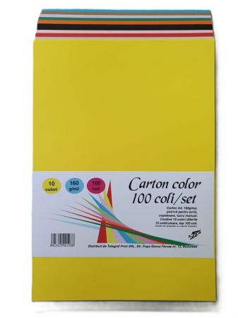Carton A4 color - Carton A4 Mixt 100 coli/top,10 culori, 160 g/mp TP