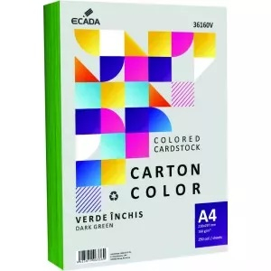 Carton A4 color - Carton color 160g/mp A4 250 coli ECADA Verde inchis