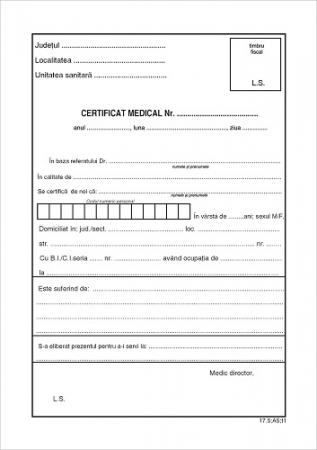 TIpizate medicale - Certificat medical