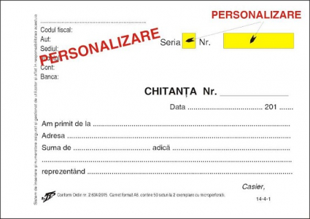 Tipizate personalizate la comanda - Chitantier 3 ex. personalizat persoana fizica C4