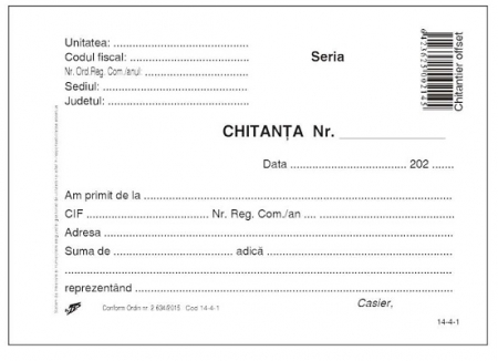 Tipizate Generale - Chitantier A6 offset + perfor