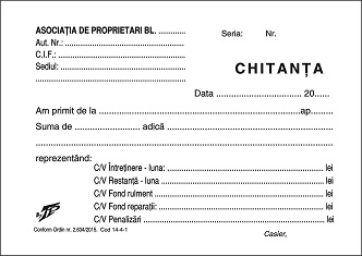 Tipizate Asociatii Proprietari - Chitantier Asociatii de Proprietari 2 ex LUX