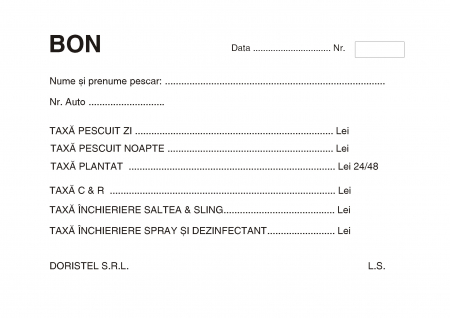 Tipizate personalizate la comanda - Chitantier pentru pescuit