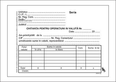 Tipizate Generale - Chitantier valuta autocopiativ 3ex