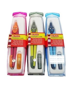 Truse Geometrie, Rigle, Echere - Compas plastic Herlitz colorat