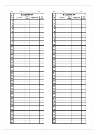 Tipizate Generale - Condica de prezenta A4 100 file 40 pozitii LUX