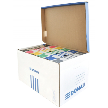 Cutii si containere de arhivare - Container de arhivare cu capac deschidere superioara, carton 450gsm, DONAU - albastru/alb  DN-7665301FSC-10