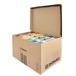 Cutii si containere de arhivare - Container de arhivare cu capac deschidere superioara, carton 450gsm, DONAU - negru/kraft  DN-7665301FSC-02