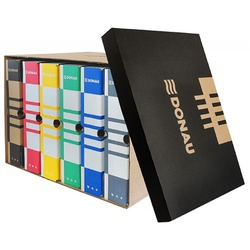 Cutii si containere de arhivare - Container de arhivare cu capac detasabil, carton 490gsm, DONAU - negru/kraft  DN-7666301FSC-02