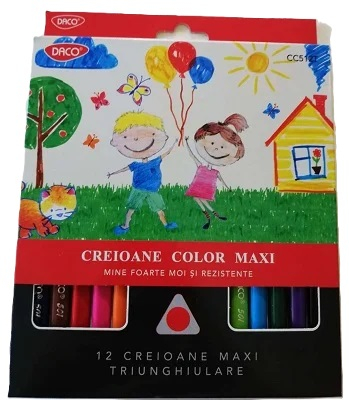 Creioane colorate si cerate - Creioane color 12/set Jumbo DACO CC512T