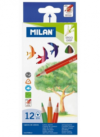 Creioane colorate si cerate - Creioane color 12/set Milan triunghiulare