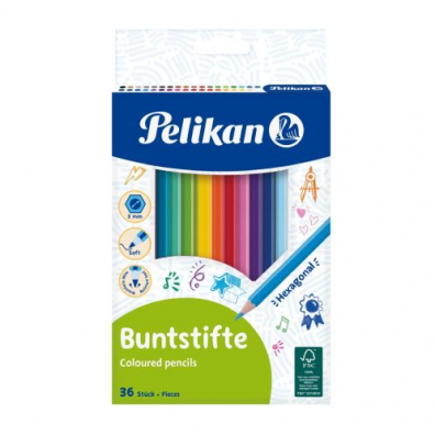 Creioane colorate si cerate - Creioane color 36/set Pelikan Hexagonale