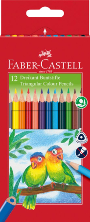 Creioane colorate si cerate - CREIOANE COLORATE TRIUNGHIULARE 12 CULORI + ASCUTITOARE ECO FABE