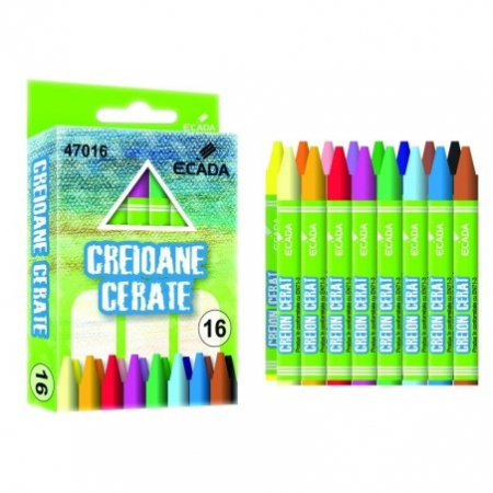 Creioane colorate si cerate - Creion color  cerate 16 culori/set ECADA