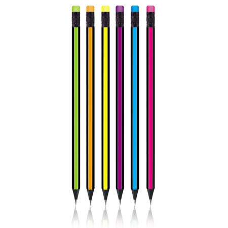 Creioane cu mina grafit - Creion grafit HB, cu radiera, hexagonal/lemn negru SC007