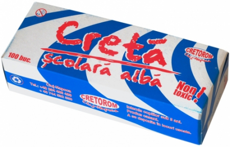 Creta scolara - Creta alba dreptunghiulara 100/cutie Cretorom