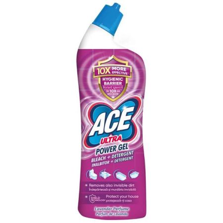 Materiale de curatenie si igiena - Detergent pentru Toaleta cu Parfum de Lavanda - ACE Ultra Power Gel Bleach + Detergent Lavender Parfume, 750 ml