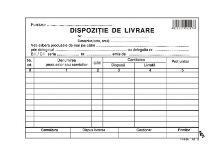 Tipizate Generale - Dispozitie livrare A5 offset