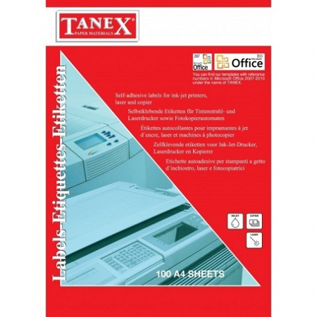 Hartie si produse din hartie - Etichete autoadezive A4, TANEX colturi drepte, 100 coli/top