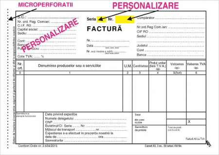 Tipizate personalizate la comanda - Facturier A5 cu TVA personalizat 3 ex F2