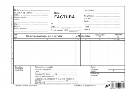 Tipizate Generale - Facturier A5 fara TVA cu LUX