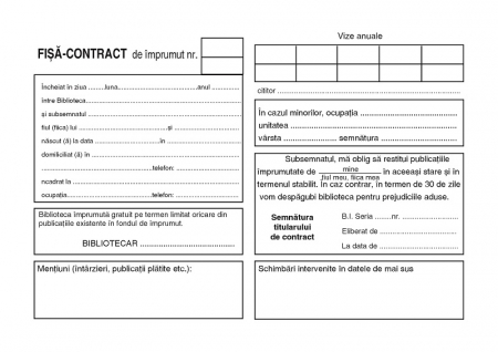 Tipizate Generale - Fisa contract de imprumut