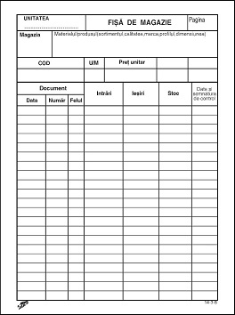 Tipizate Generale - Fisa magazie carton duplex A5 230 g/mp