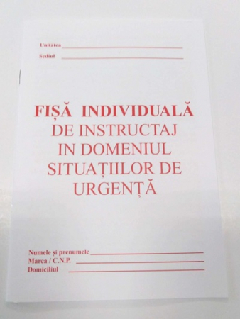 Formulare tipizate - Fisa PSI - instructaj situatii de urgenta