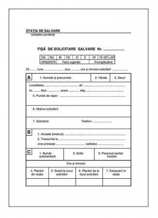 TIpizate medicale - Fisa solicitare salvare