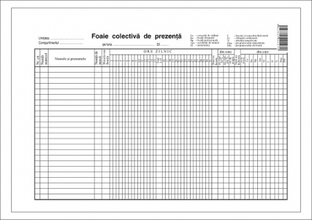 Tipizate Generale - Foaie colectiva de prezenta A4