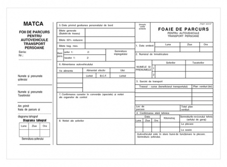 Tipizate Generale - Foaie parcurs persoane A4 cu microperforatii