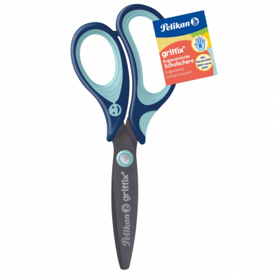 Foarfece scolare - Foarfeca 14 cm Griffix Pelikan albastra varf rotund