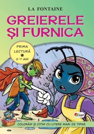 Caiete de colorat + poveste pentru copii - Greierele si furnica - Carte de colorat + poveste