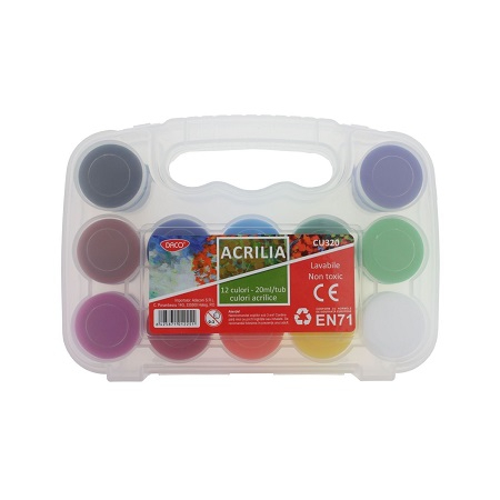 Acuarele si Guase - Guase 12 culori acrilica 20 ml cutie DACO CU320